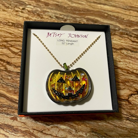 Betsey Johnson Jewelry Beaded Necklace w/ Pumpkin Pendant - Picture 1 of 4